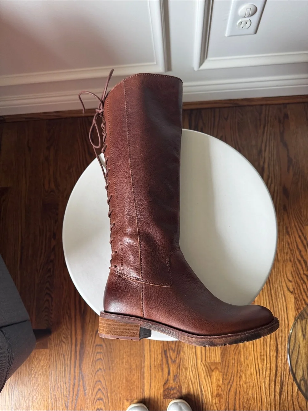 Brown/Tan Leather Knee-High Boots Size 6.5